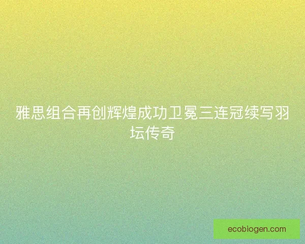雅思组合再创辉煌成功卫冕三连冠续写羽坛传奇
