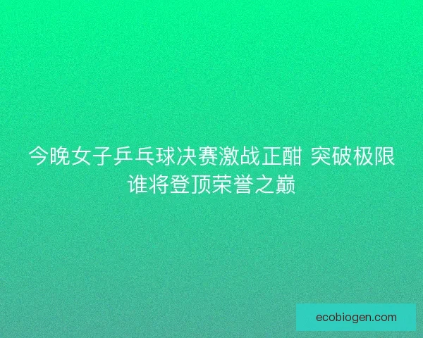 今晚女子乒乓球决赛激战正酣 突破极限谁将登顶荣誉之巅 今晚女子乒乓球决赛激战正酣 突破极限谁将登顶荣誉之巅